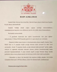 İstanbul’da Eğitime Ara Verildi: Kamuda İdari İzin ve Trafik Kısıtlaması Kararı 1 FB IMG 1792005600931